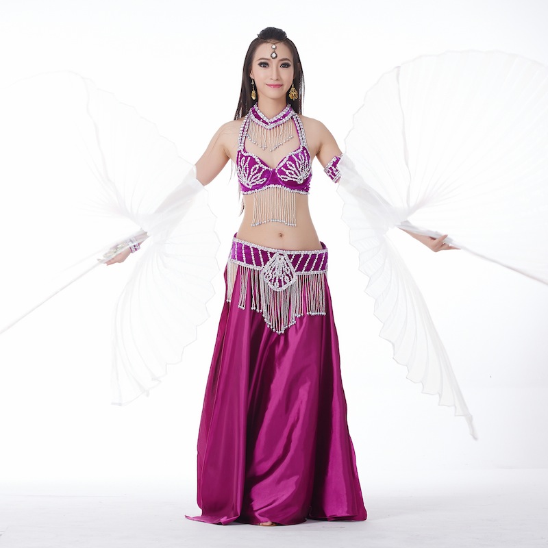 6 Pieces Dancewear Polyester Belly Dance Performance Costumes For Women